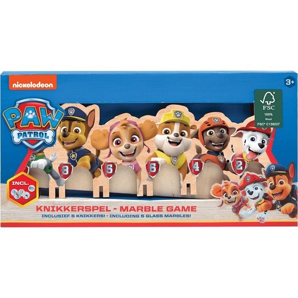 Paw Patrol houten knikkerspel met 5 knikkers