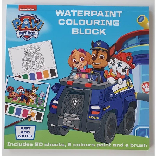 Paw Patrol Waterverfblok 20 vel 20x20cm