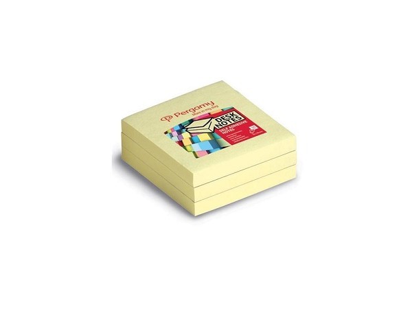 Pergamy sticky notes 100 vel 7,6x7,6cm geel pak a 12 stuks