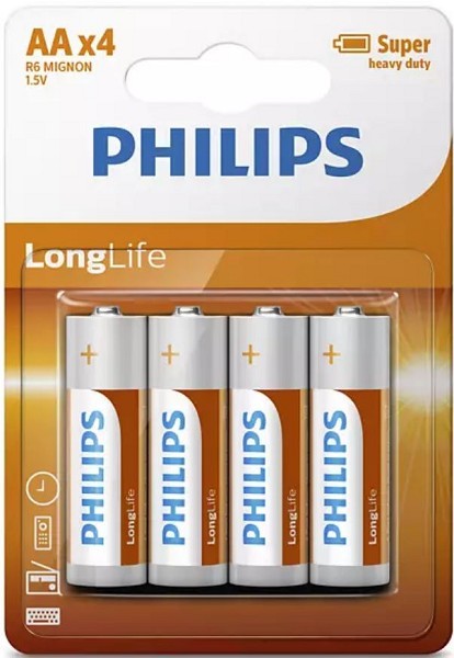 Philips batterijen Longlife AA R6 doos a 12 blisters van 4 stuks