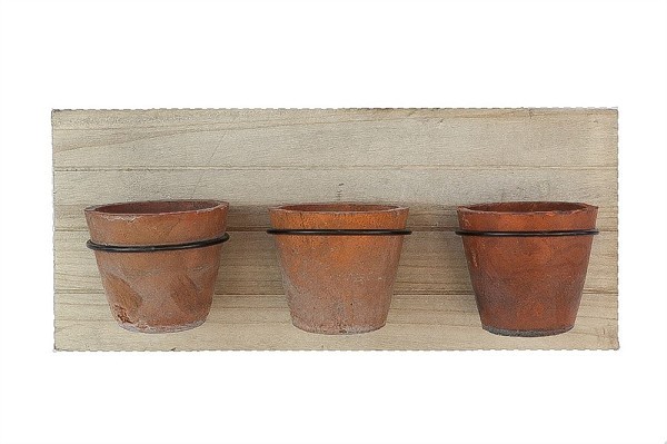 Plantenschap hout met 3 Potten 46x10,5x20cm