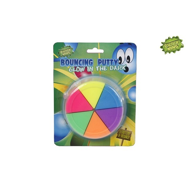 Putty King bouncing putty 6 kleuren glow in the dark