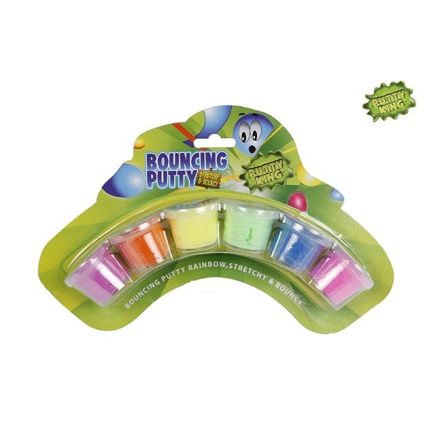 Putty King Bouncingputty rainbow 6x12gr op kaart