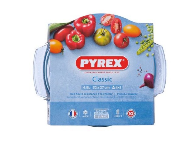 Pyrex CLASSIC ronde ovenschaal met deksel glas 4,9L