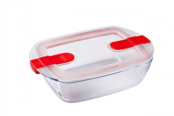 Pyrex COOK&HEAT Rechthoekige schaal met deksel 1,1L 23x15x6cm