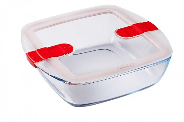 Pyrex COOK&HEAT Vierkante schaal met deksel 2,2L 25x22x7cm