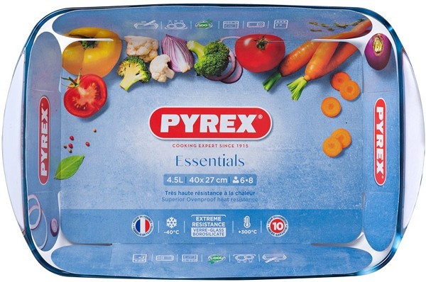 Pyrex ESSENTIALS Rechthoekige ovenschaal 4,5L 40x27x7cm voor 6-8 personen