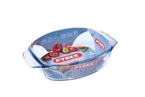 Pyrex IRRESISTIBLE  ovale braadslede glas met greep 35 x 24x6 cm 2,8L