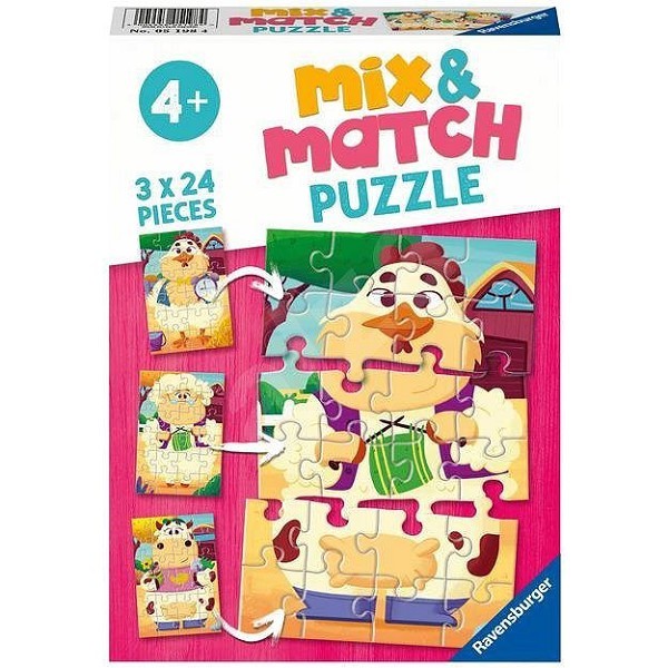 Ravensburger Mix&Match puzzel Boerderijvrienden 3x24 stukjes