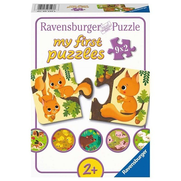 Ravensburger My first puzzles Dieren en hun kleintjes 9x2 stukjes puzzel