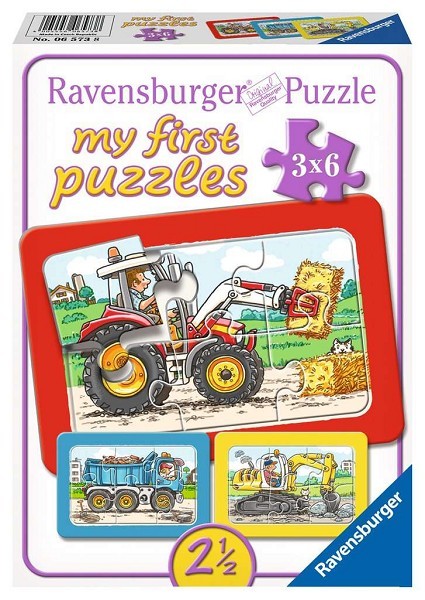 Ravensburger My first puzzles Graafmachine, tractor en kiepauto 3x6pcs