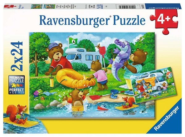 Ravensburger puzzel De familie Beer gaat kamperen - Twee puzzels - 24 stukjes - kinderpuzzel