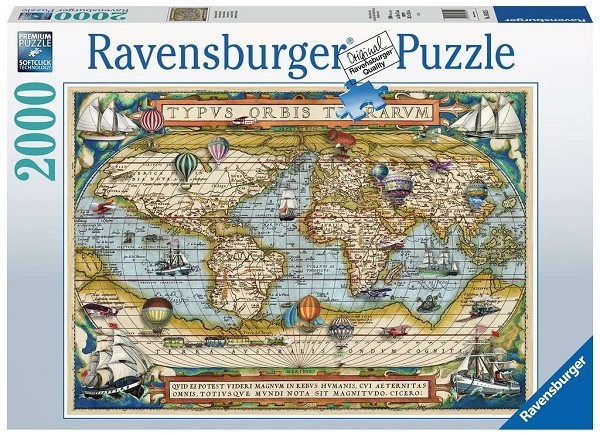 Ravensburger Puzzel De wereld rond, wereldkaartpuzzel 2000 stukjes