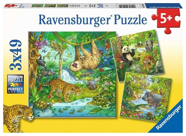 Ravensburger puzzel In het oerwoud 3x49 stukjes