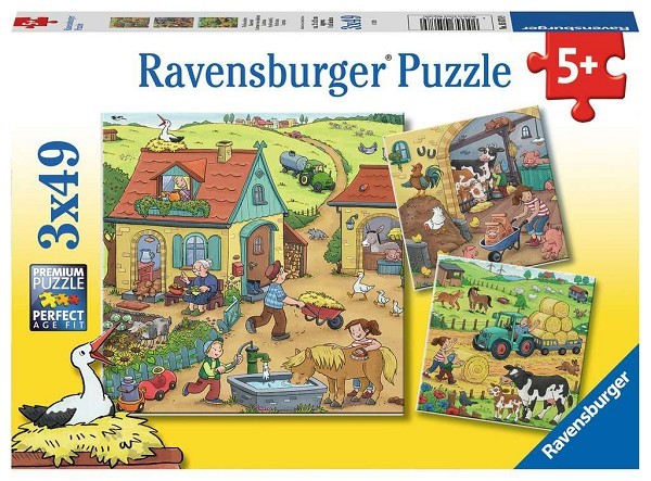 Ravensburger puzzel Op de boerderij 3x49 stukjes