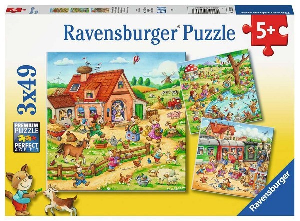 Ravensburger puzzel Vakantie op het platteland 3x49 stukjes