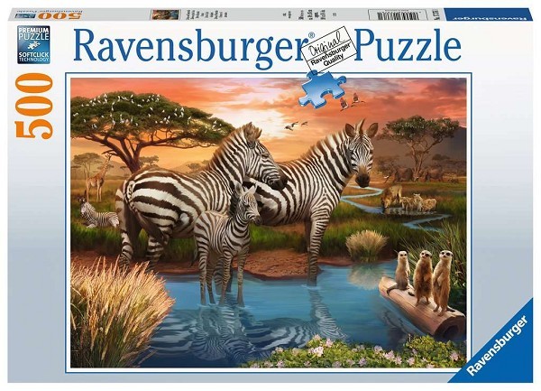 Ravensburger Zebra´s bij de drinkplaats puzzel 500 stukjes