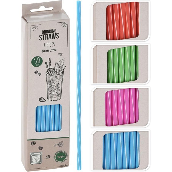 Rietjes kunststof set a 50 stuks herbruikbaar dia0,5x22cm