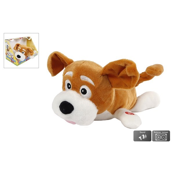 Rollende hond pluche met geluid 28cm incl batterijen