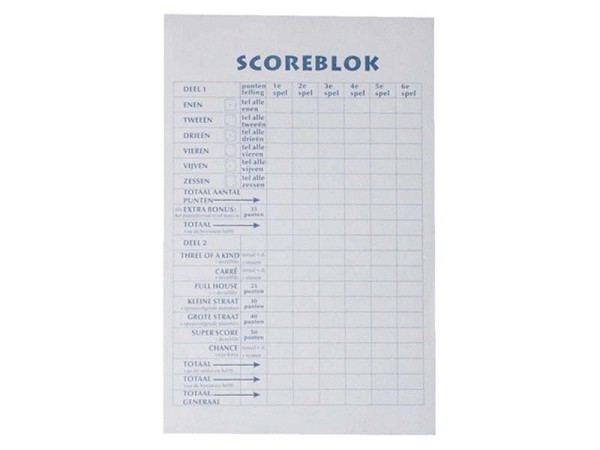 Scoreblok 9.4x14.5cm 250vel pak a 5 stuks