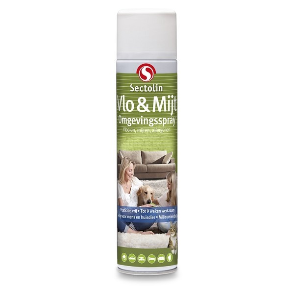 Sectolin Vlo & Mijt Omgevingsspray 400 ml spray tegen vlooien, (huisstof)mijt en allergenen pesticide vrij