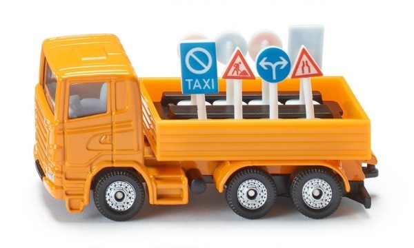 Siku 1322 Vrachtwagen met verkeersborden 7,7cm oranje