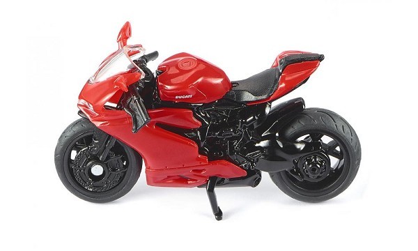 siku 1601, Ducati Panigale 1299 Motorfiets met tape en verkeersbord, zwart, metaal/kunststof, rubberen banden