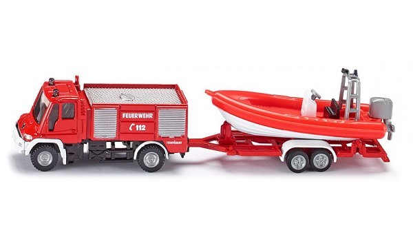 Siku 1636 Unimog brandweer met boot 167x29x42mm