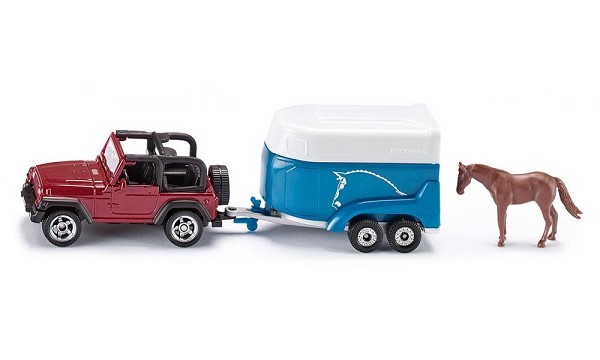 Siku 1651 Jeep met paardentrailer en paard 146x38x42mm