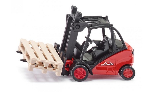 siku 1722, Linde heftruck, 1:50, metaal/kunststof, rood, beweegbare vork, incl. 2 pallets