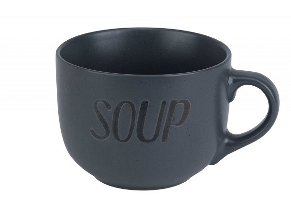 Soepkom SOUP met oor Ø11xH8,5cm donker grijs