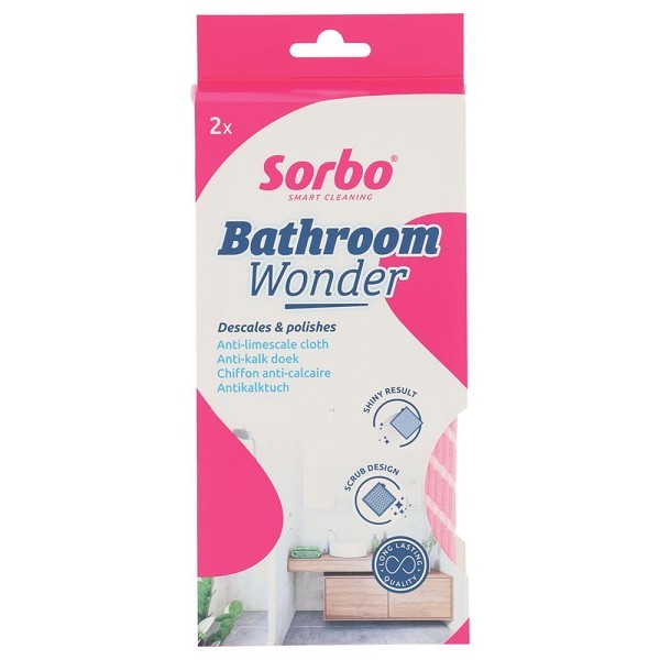 Sorbo Bathroom Wonder anti-kalkdoek 33x34cm set a 2 stuks