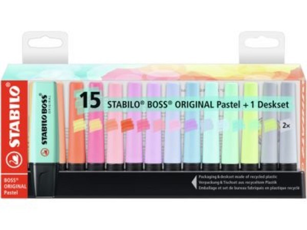 Stabilo Boss Pastel markeerstiften deskset 15 stuks