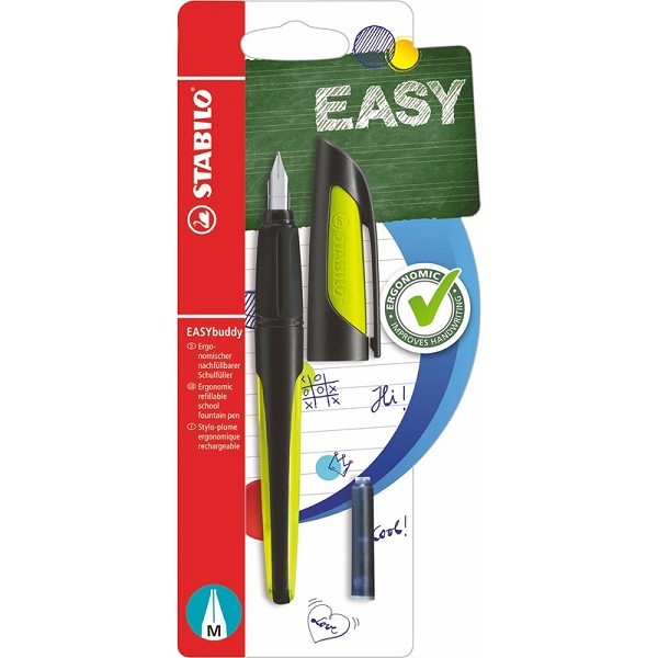 Stabilo EASYbuddy Vulpen M zwart/lime op blister