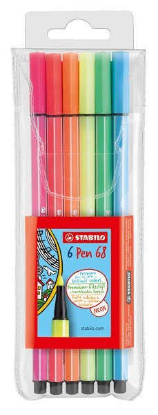 Stabilo pen 68 6 st fluo in etui