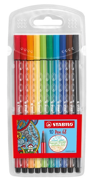 Stabilo Pen 68 etui a 10 kleuren