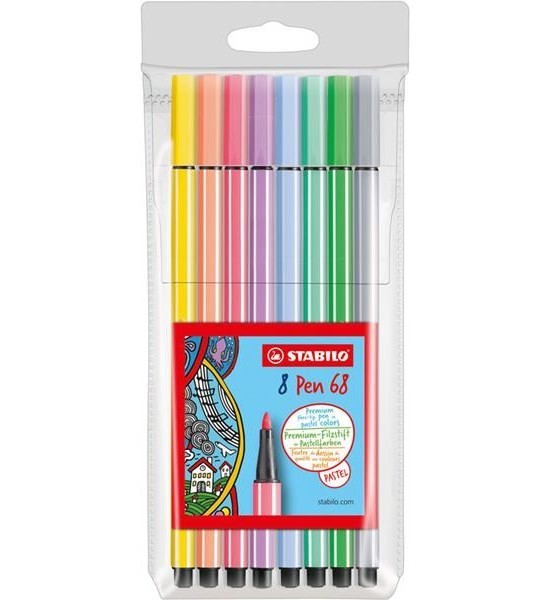 Stabilo pen 68 pastel etui a 8 stuks