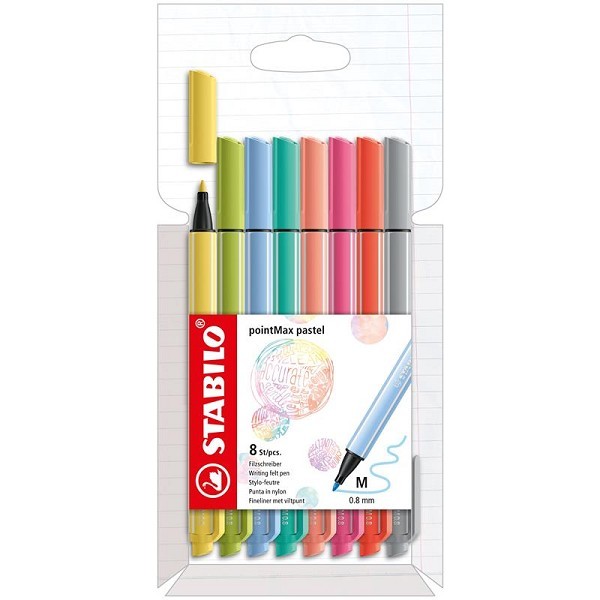 Stabilo PointMax pastel etui a 8 kleuren fineliners