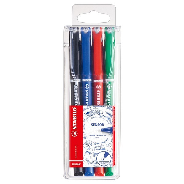 Stabilo Sensor fineliners 0,3mm etui 4 kleuren