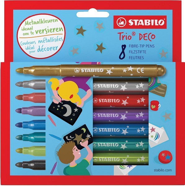 Stabilo Trio Deco metallic viltstiften etui a 8 stuks