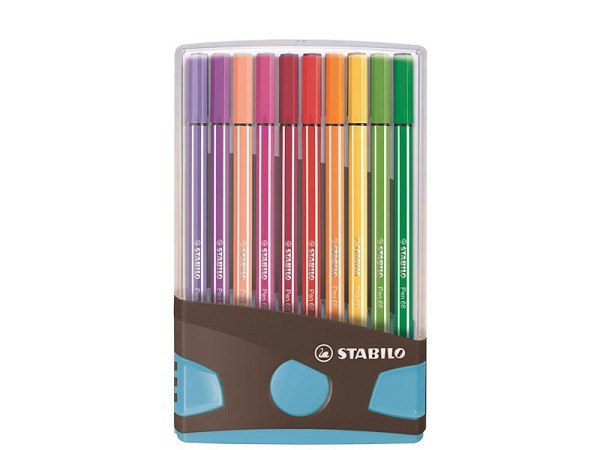 Stabilo viltstift pen 68 ColorParade antraciet/blauw box a 20 stuks