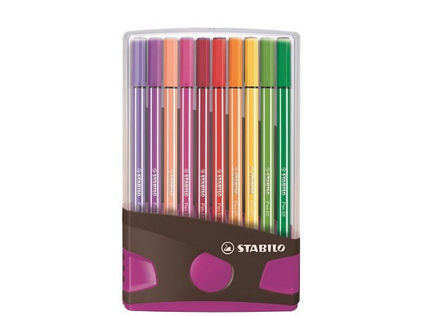 Stabilo viltstift pen 68 ColorParade antraciet/roze box a 20 stuks