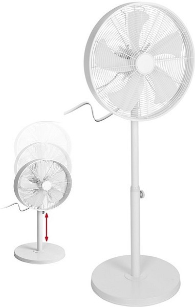 Statief Ventilator robuust en krachtig diameter 40cm wit 3 standen en in hoogte verstelbaar 50Watt