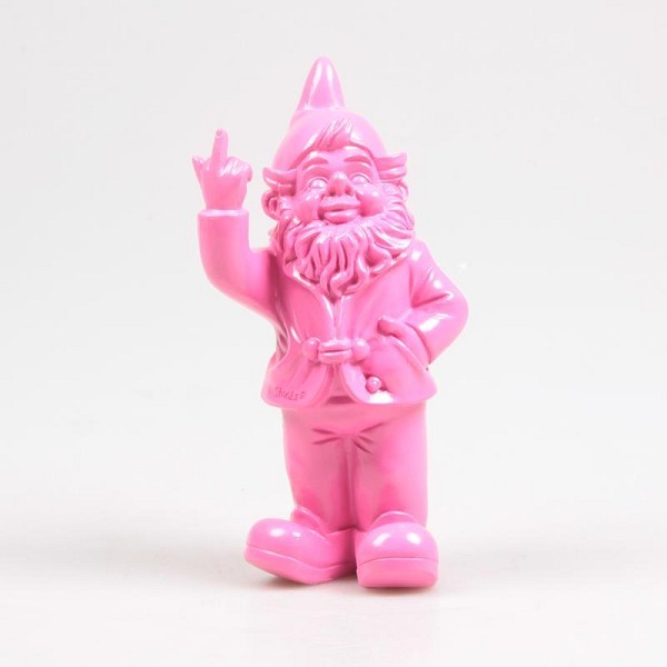 Stoobz Polystone beeld kabouter f*ck you fuchsia 20cm