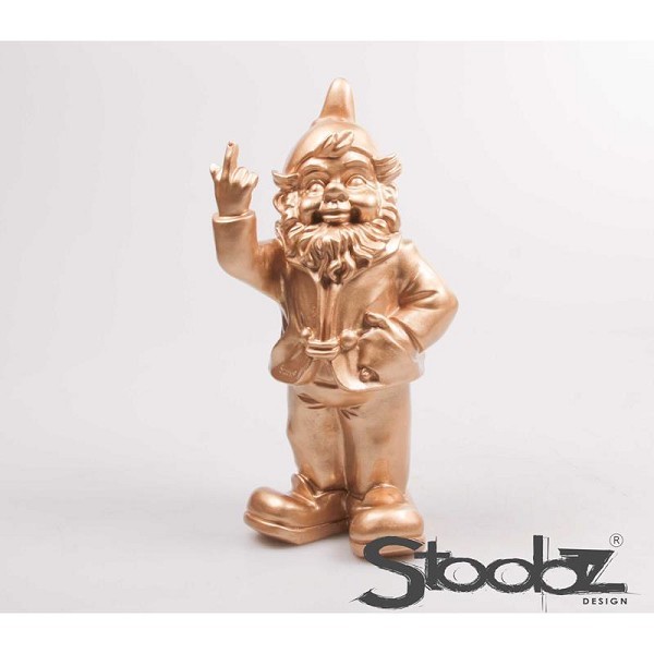 Stoobz Polystone  beeld Kabouter f*ck you goud 16x12x32cm