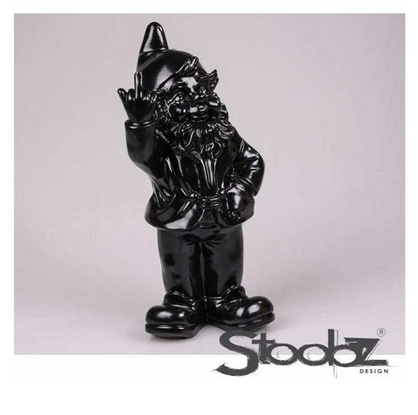 Stoobz Polystone beeld Kabouter f*ck you zwart 10cm