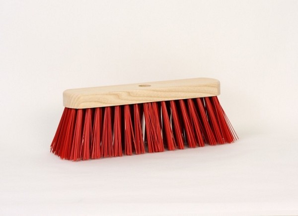 Straatbezem hout kunstvezel rood 29cm