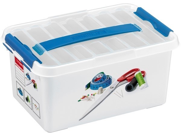 Sunware Q-line Multibox naaidoos met inzet 6 liter wit blauw 30x20x14cm