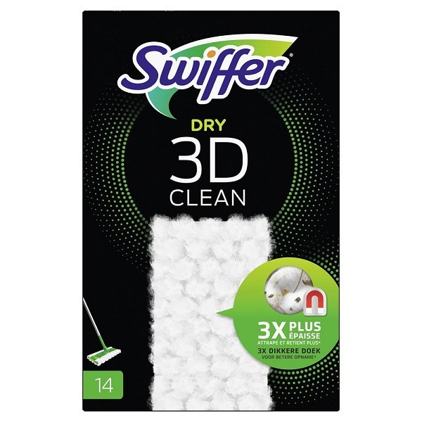 Swiffer Dry 3D clean stofwisdoekjes navulling doosje a 14 stuks