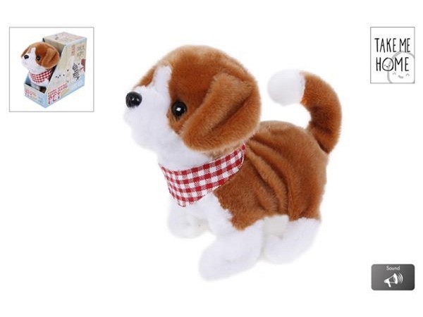 Take Me Home loophond wit/bruin 17cm diverse functies